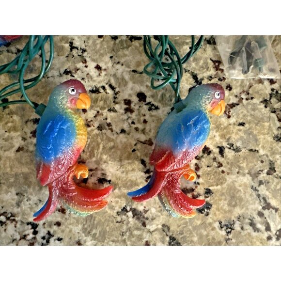 Tropical Paradise Parrot String Lights 10 Parrots 4" Each Rubber Indoor Outdoor - Picture 3 of 12